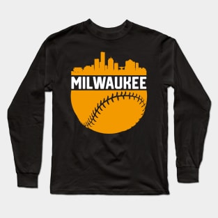 Downtown Milwaukee Wisconsin Skyline Baseball Long Sleeve T-Shirt